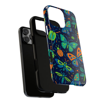 Vibrant Insect Pattern Protective Phone Case for Stylish Protection – Multicolour 3D Design Compatible with iPhone 13, 14, 15 & 16 – all models including Pro, Pro Max & Plus