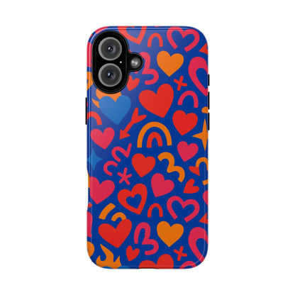 Vibrant Multicolour Heart Design Protective Phone Case Stylish Accessory for Self-Expression Compatible with iPhone 13, 14, 15 & 16 – all models including Pro, Pro Max & Plus