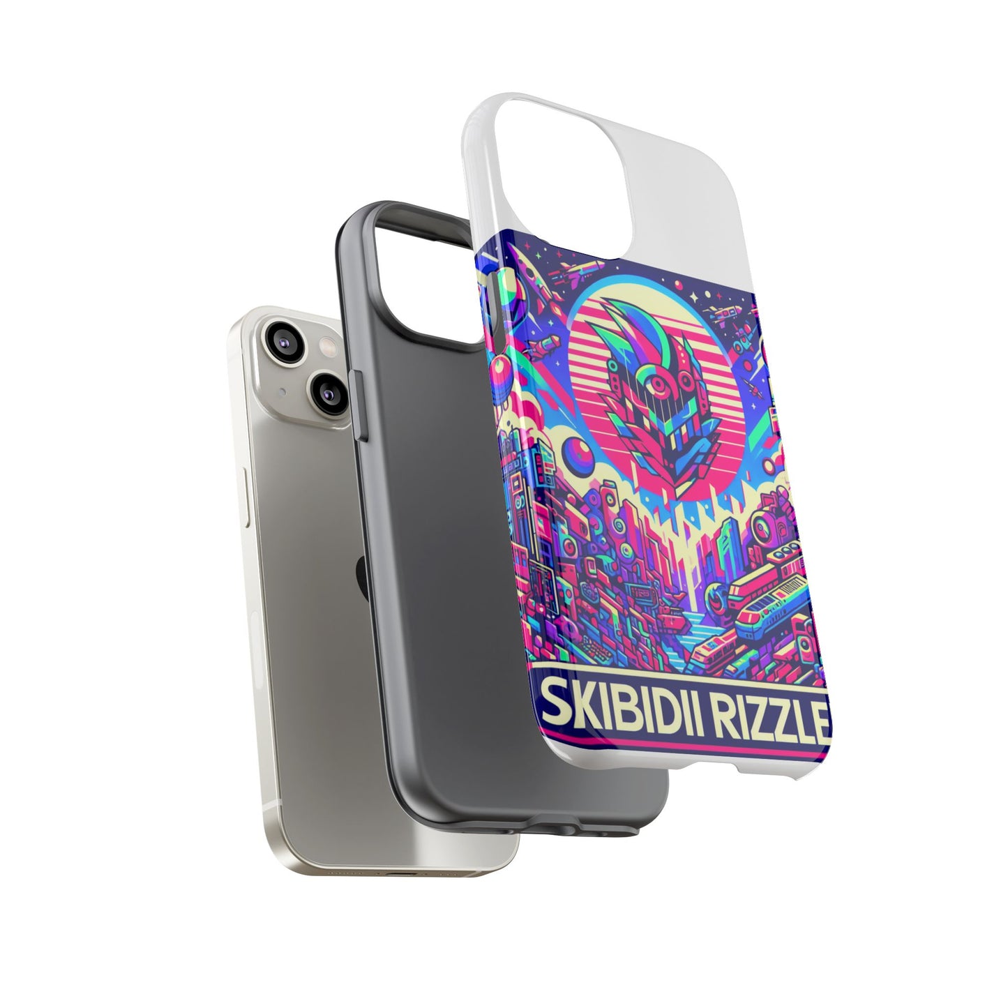 skibidi rizzler protective phone case with 3d wrap design, shock absorbing tpu silicone, uv protected, ideal gift for anime and comic culture fans