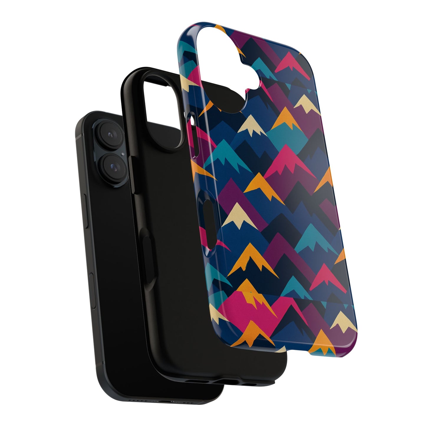 multicolour mountain geometric protective phone case – stylish accessory for unique self-expression compatible with iphone 13, 14, 15 & 16 – all models including pro, pro max & plus