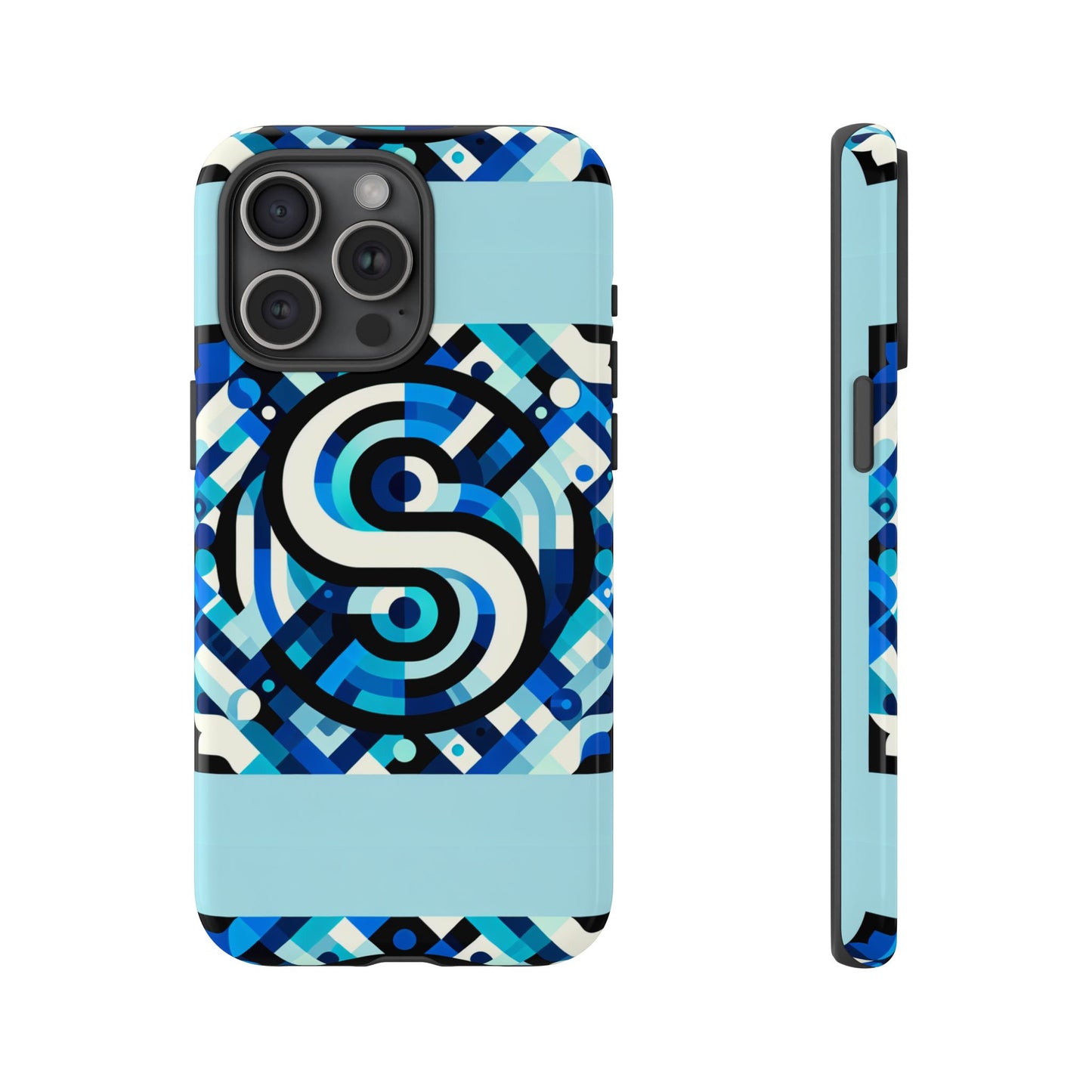 letter blue alphabet s phone case with 3d wrap design for stylish protection and unique retro anime comic style