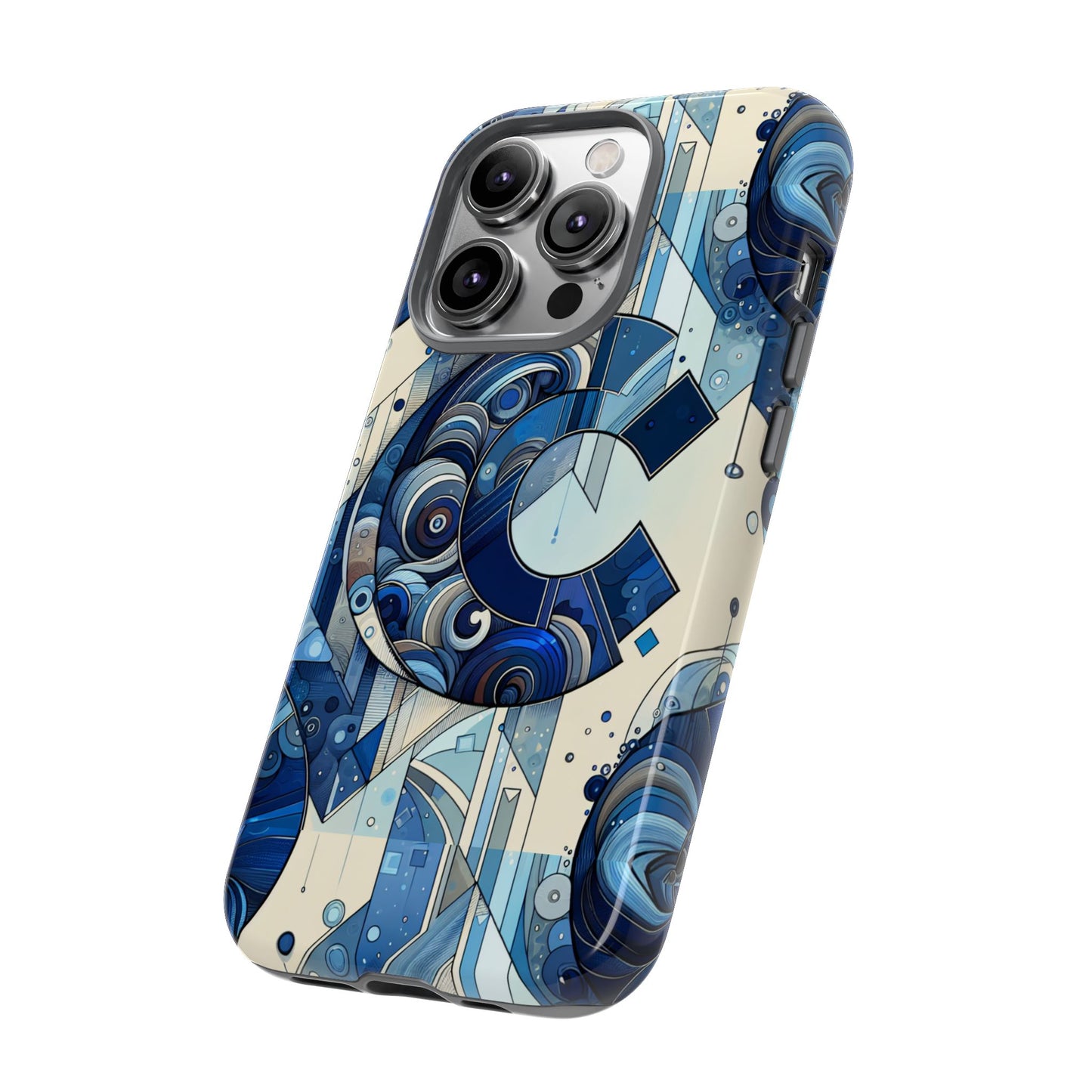 blue alphabet c phone case for smartphone protection with 3d wrap design, shock absorption, uv protection, durable silicone material, suitable for tech enthusiasts and individuality seekers