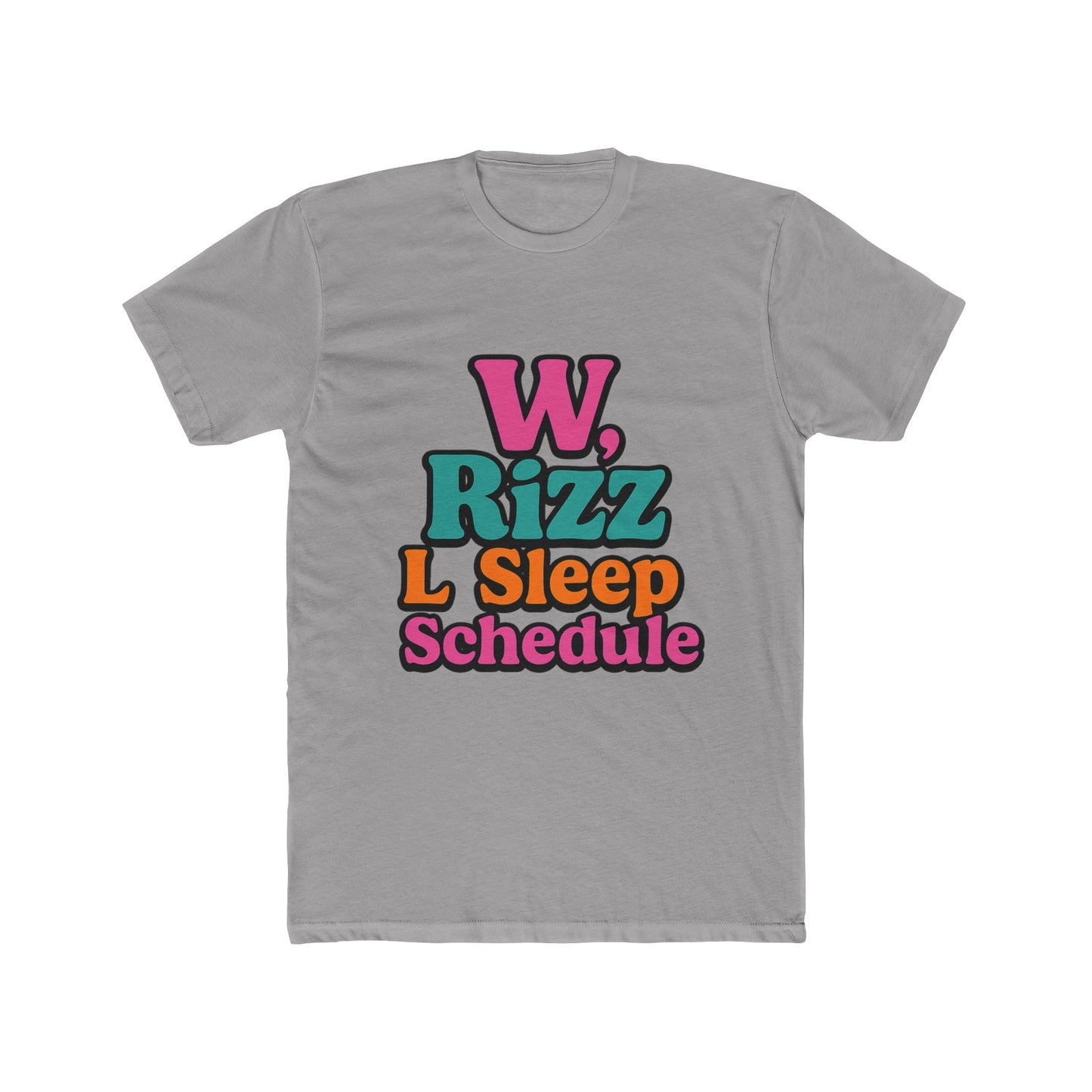 w, rizz, l sleep schedule meme unisex t-shirt - fun multicolor graphic tee for men and women, perfect gift for meme lovers