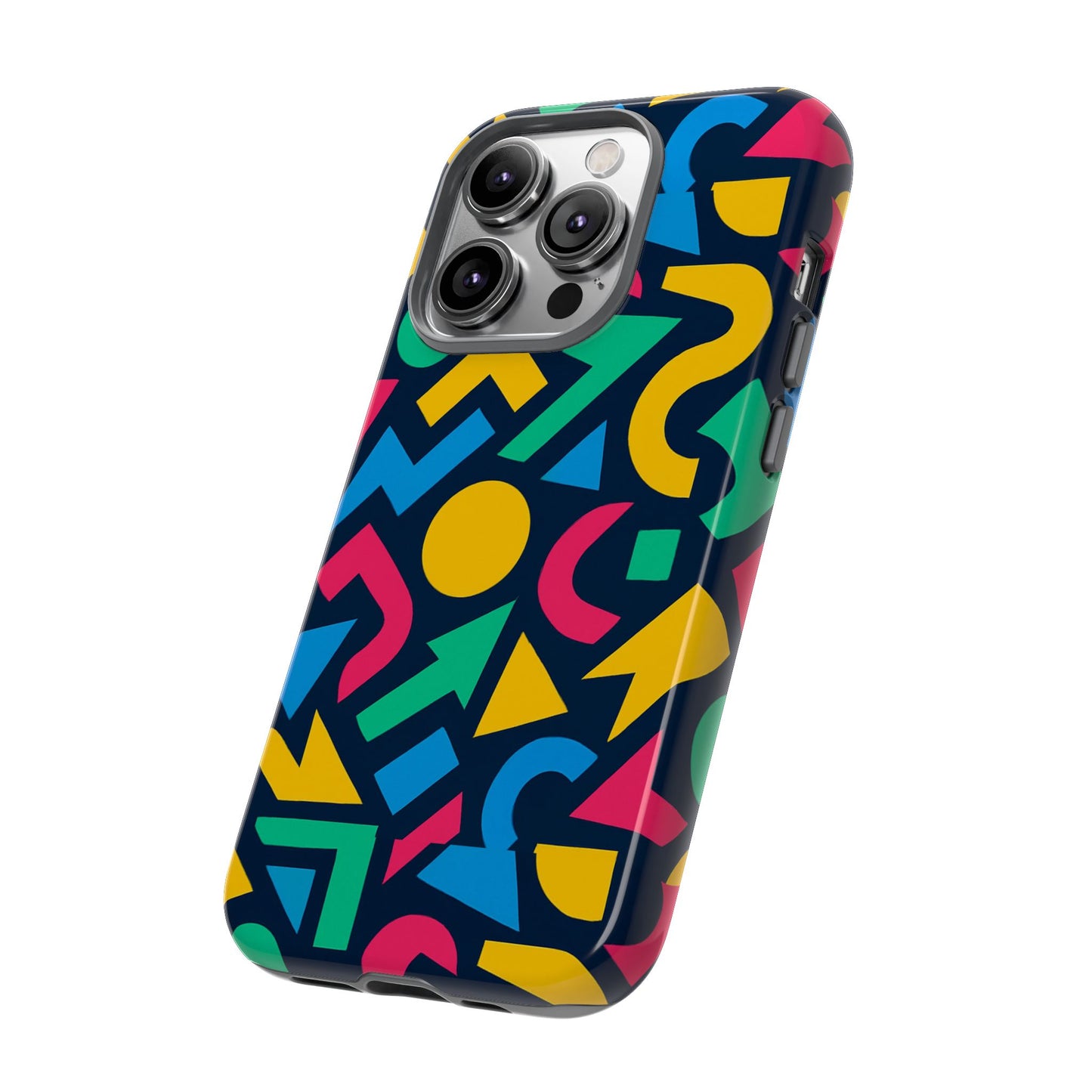 vibrant 3d geometric print phone case for men and women – stylish protection with multicolour design, compatible with iphone 13, 14, 15 & 16 – all models including pro, pro max & plus