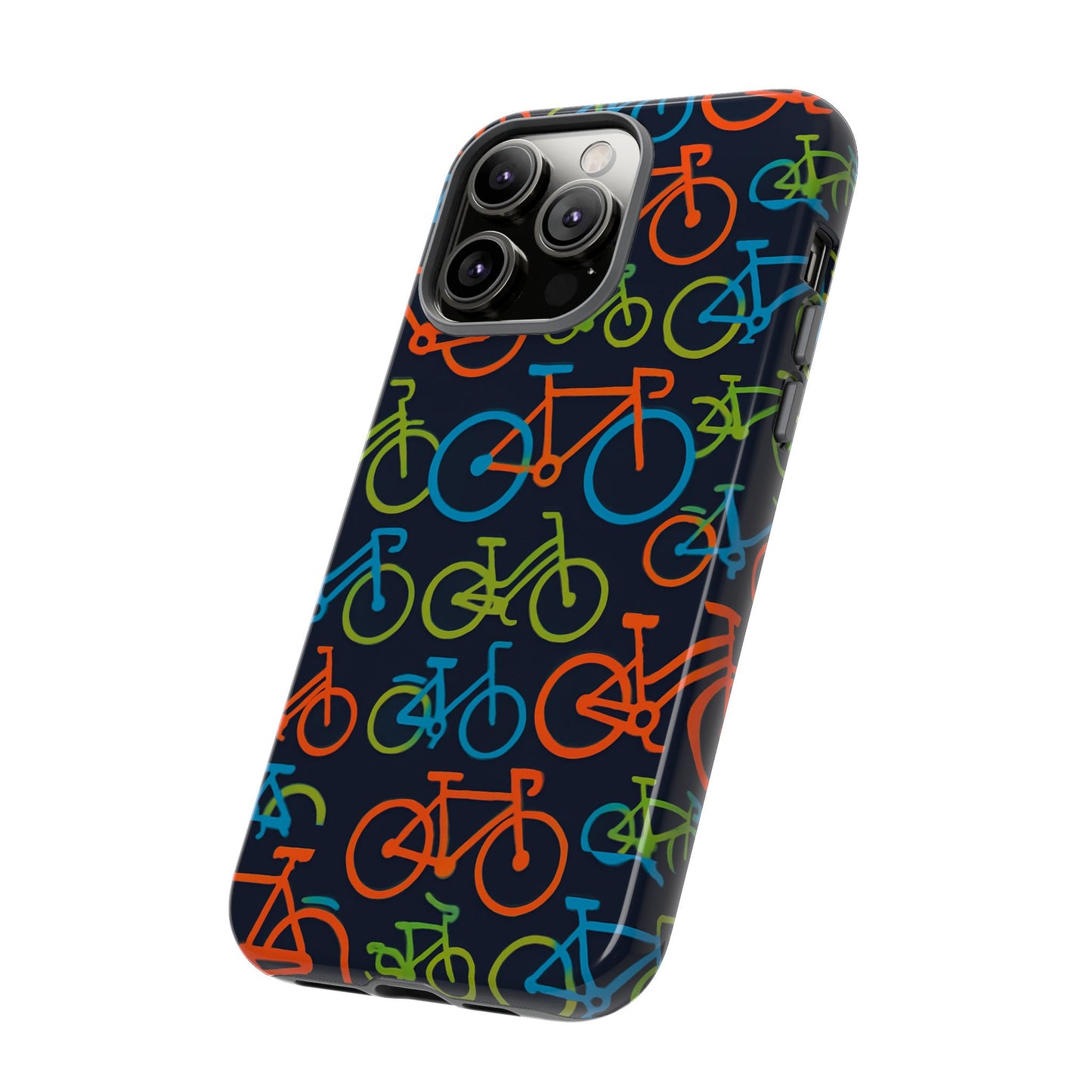 multicolour bicycle print protective phone case for smartphones – vibrant style and trendy accessory compatible with iphone 13, 14, 15 & 16 – all models including pro, pro max & plus