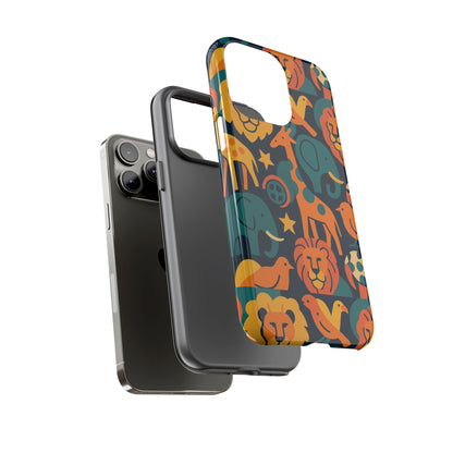 Vibrant Animal Print Protective Phone Case in Multicolour – Playful Design for Stylish Protection – Compatible with iPhone 13, 14, 15 & 16 – All Models Including Pro, Pro Max & Plus