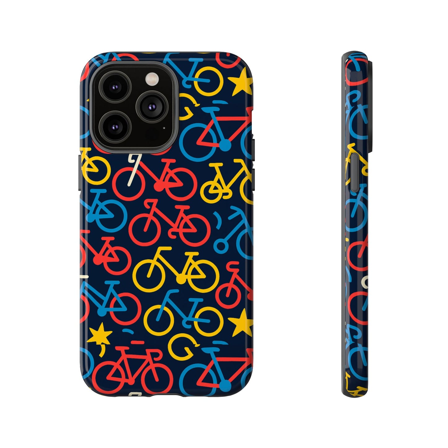 multicolor bicycle pattern protective phone case – vibrant 3d design for stylish protection – compatible with iphone 13, 14, 15 & 16 – all models including pro, pro max & plus