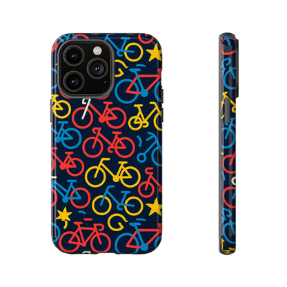 Multicolor Bicycle Pattern Protective Phone Case – Vibrant 3D Design for Stylish Protection – Compatible with iPhone 13, 14, 15 & 16 – All Models Including Pro, Pro Max & Plus