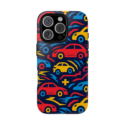 Multicolour Retro 3D Wrap Protective Phone Case with Vibrant Car Design for Stylish Protection Compatible with iPhone 13, 14, 15 & 16 – all models including Pro, Pro Max & Plus