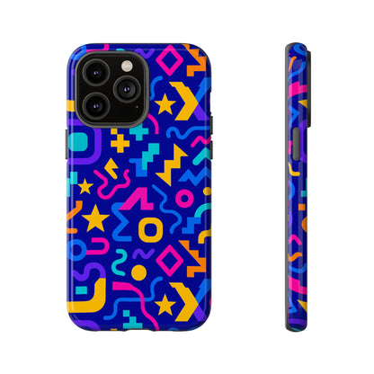 Vibrant Geometric Protective Phone Case with 3D Wrap Design – Playful Accessory for Self-Expression Compatible with iPhone 13, 14, 15 & 16 – all models including Pro, Pro Max & Plus