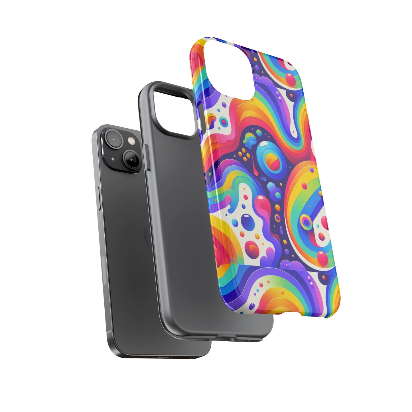 pattern image 6 vibrant shockproof phone case for anime and comic fans with retro psychedelic design compatible with iphone 13, 14, 15 & 16 – all models including pro, pro max & plus