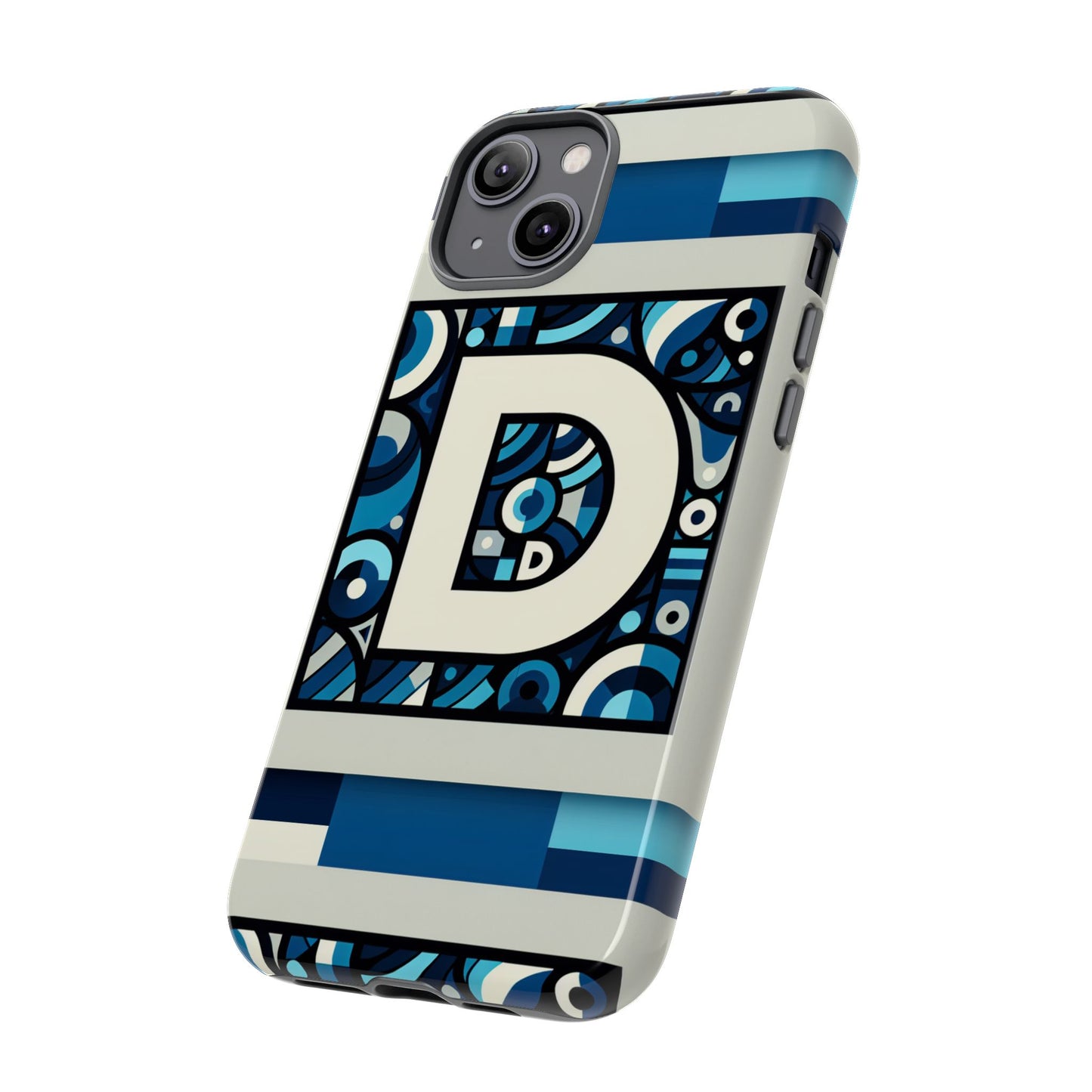blue alphabet letter d phone case with 3d wrap and shock protection for kids and teens
