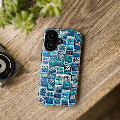 Vibrant Blue 3D Wrap Protective Phone Case Featuring Retro Alphabet Design for Stylish Smartphone Protection Compatible with iPhone 13, 14, 15 & 16 – all models including Pro, Pro Max & Plus