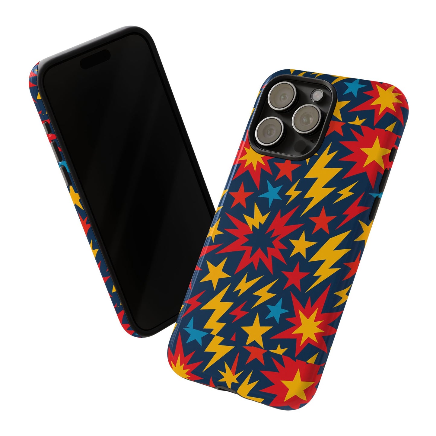 vibrant 3d superhero phone case with colourful lightning design for men and women, stylish protection compatible with iphone 13, 14, 15 & 16 – all models including pro, pro max & plus