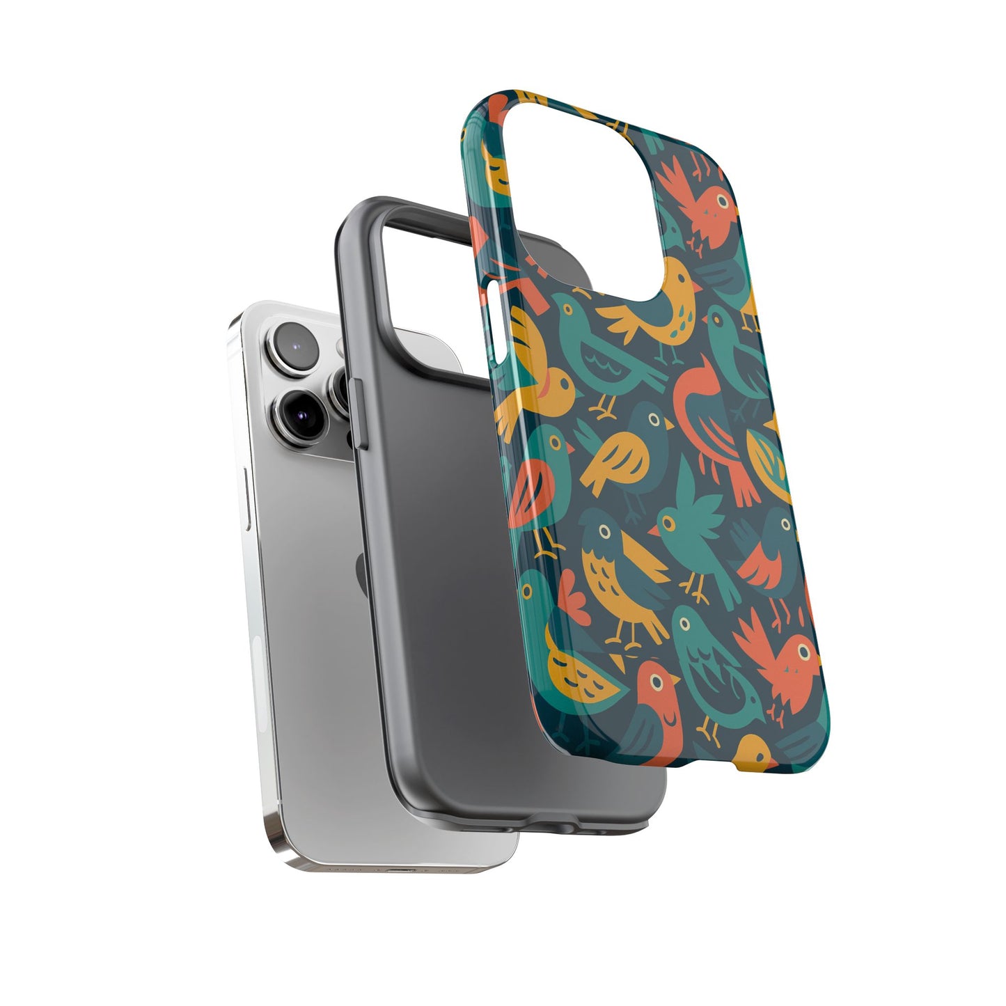 multicolour bird pattern 3d wrap protective phone case – vibrant accessory for self-expression compatible with iphone 13, 14, 15 & 16 – all models including pro, pro max & plus
