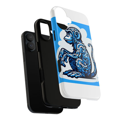 Vibrant 3D Monkey Design Phone Case in Blue – Stylish Protection for Smartphones Compatible with iPhone 13, 14, 15 & 16 – All Models Including Pro, Pro Max & Plus
