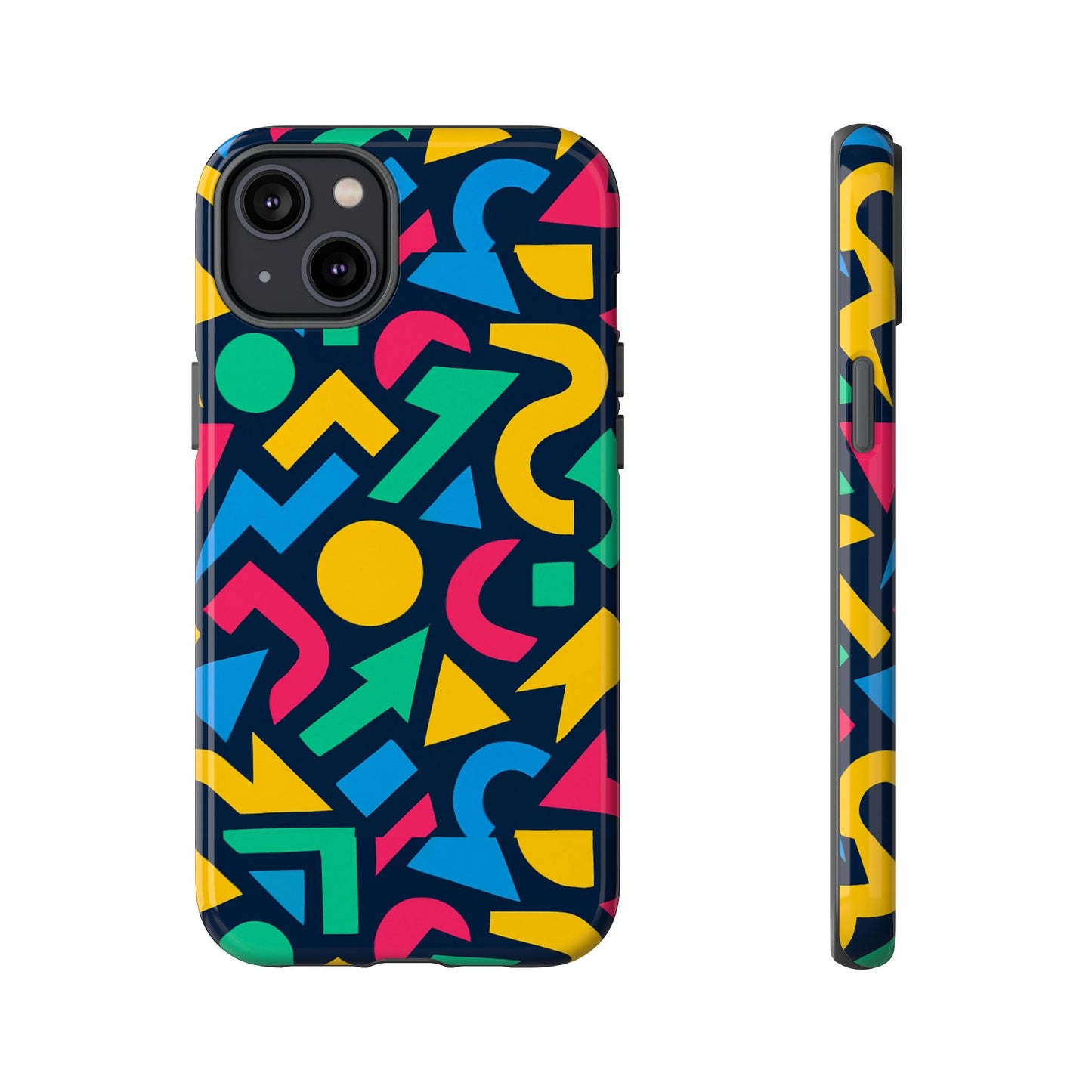 vibrant 3d geometric print phone case for men and women – stylish protection with multicolour design, compatible with iphone 13, 14, 15 & 16 – all models including pro, pro max & plus