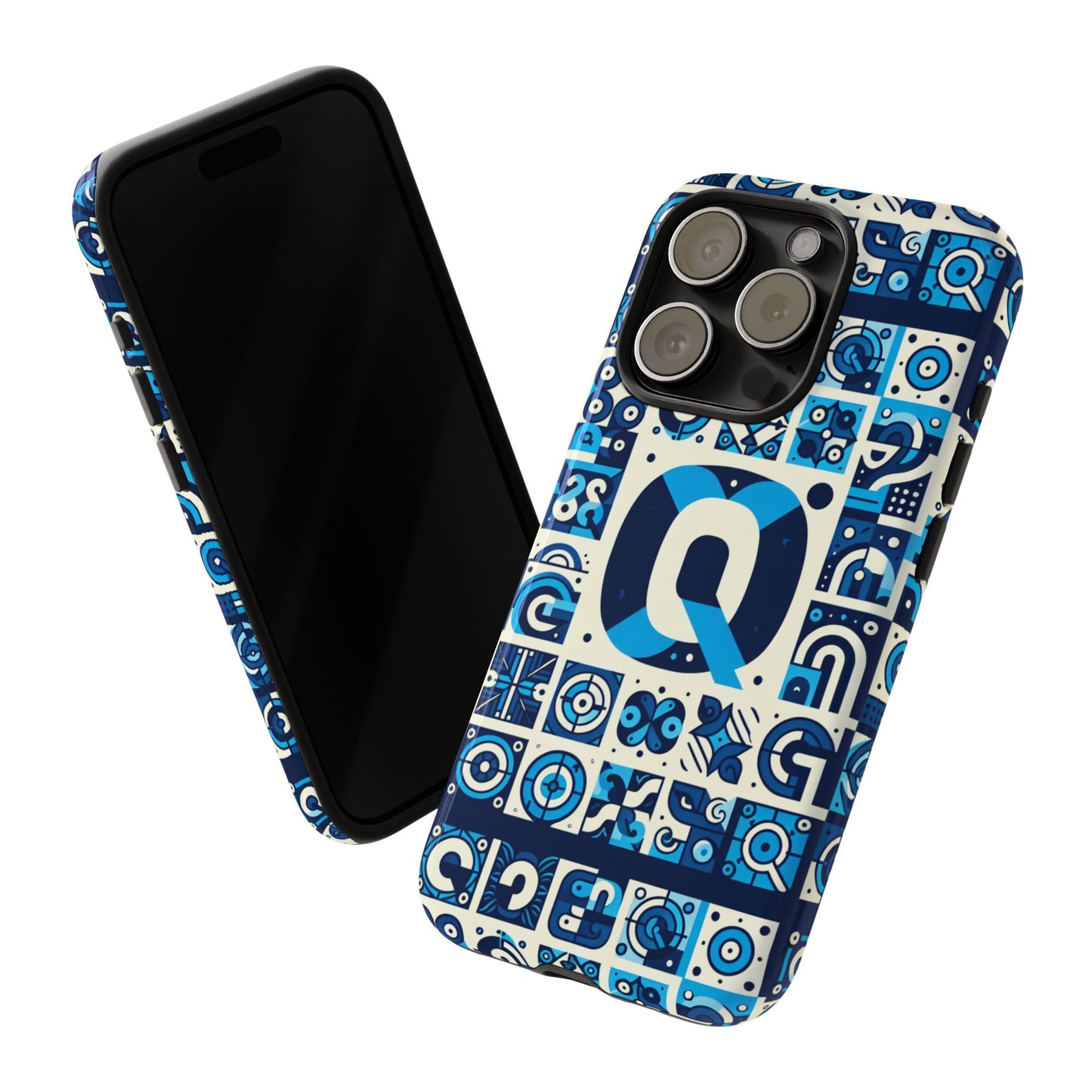 blue alphabet letter q phone case with 3d wrap protective cover for smartphones kids and adults stylish silicone shock absorption durable design