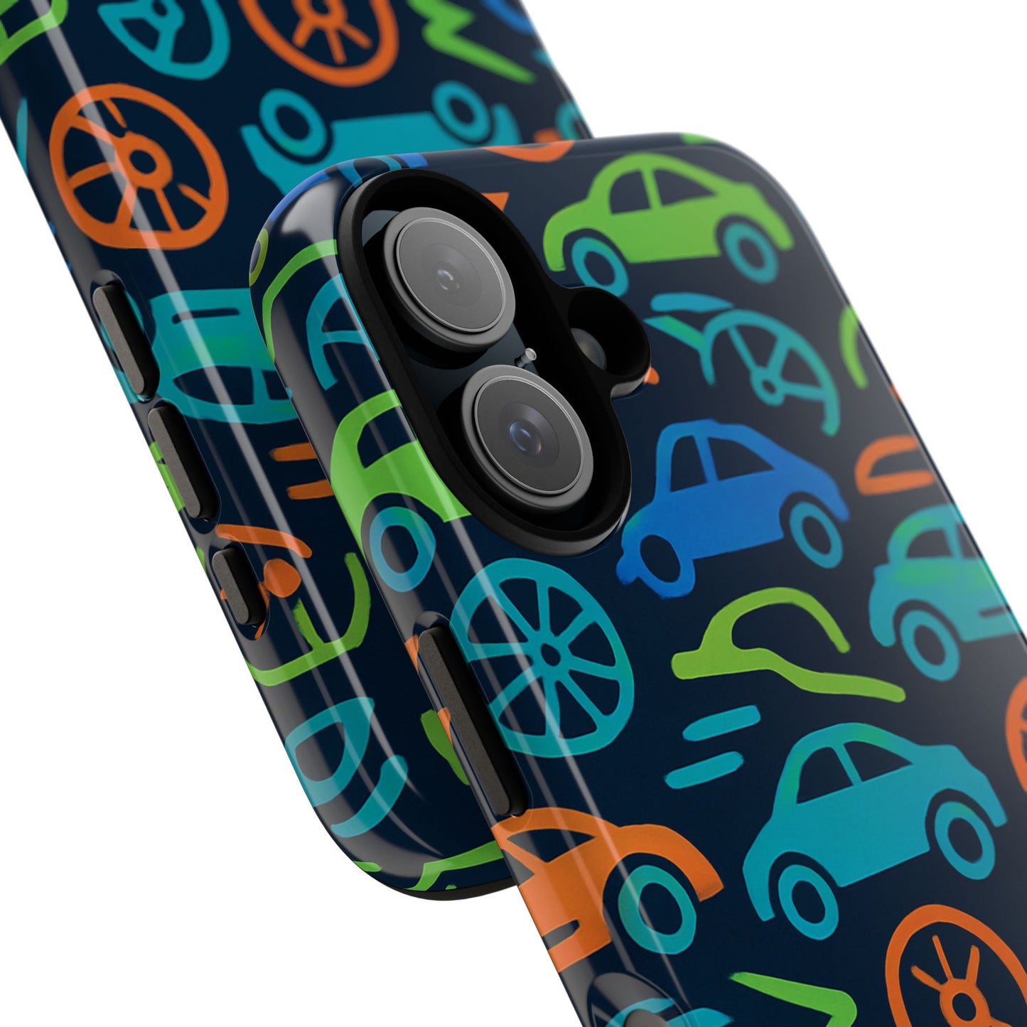vibrant 3d car design protective phone case for kids and teens - playful multicolour style - stylish protection for everyday use - compatible with iphone 13, 14, 15 & 16 – all models including pro, pro max & plus
