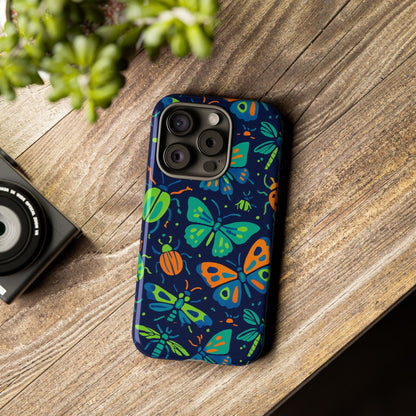 Vibrant Insect Pattern Protective Phone Case for Stylish Protection – Multicolour 3D Design Compatible with iPhone 13, 14, 15 & 16 – all models including Pro, Pro Max & Plus