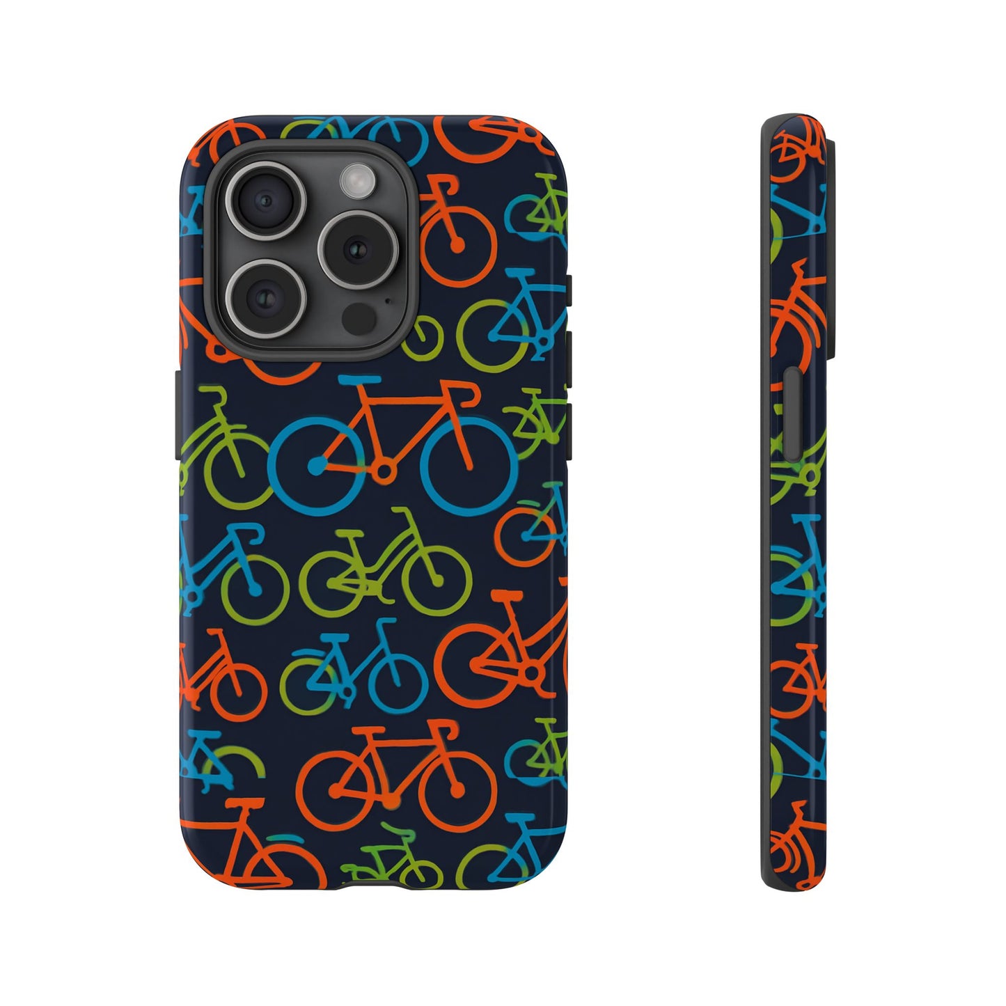 multicolour bicycle print protective phone case for smartphones – vibrant style and trendy accessory compatible with iphone 13, 14, 15 & 16 – all models including pro, pro max & plus