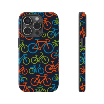 Multicolour Bicycle Print Protective Phone Case for Smartphones – Vibrant Style and Trendy Accessory Compatible with iPhone 13, 14, 15 & 16 – all models including Pro, Pro Max & Plus