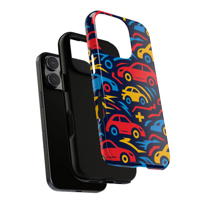 Multicolour Retro 3D Wrap Protective Phone Case with Vibrant Car Design for Stylish Protection Compatible with iPhone 13, 14, 15 & 16 – all models including Pro, Pro Max & Plus