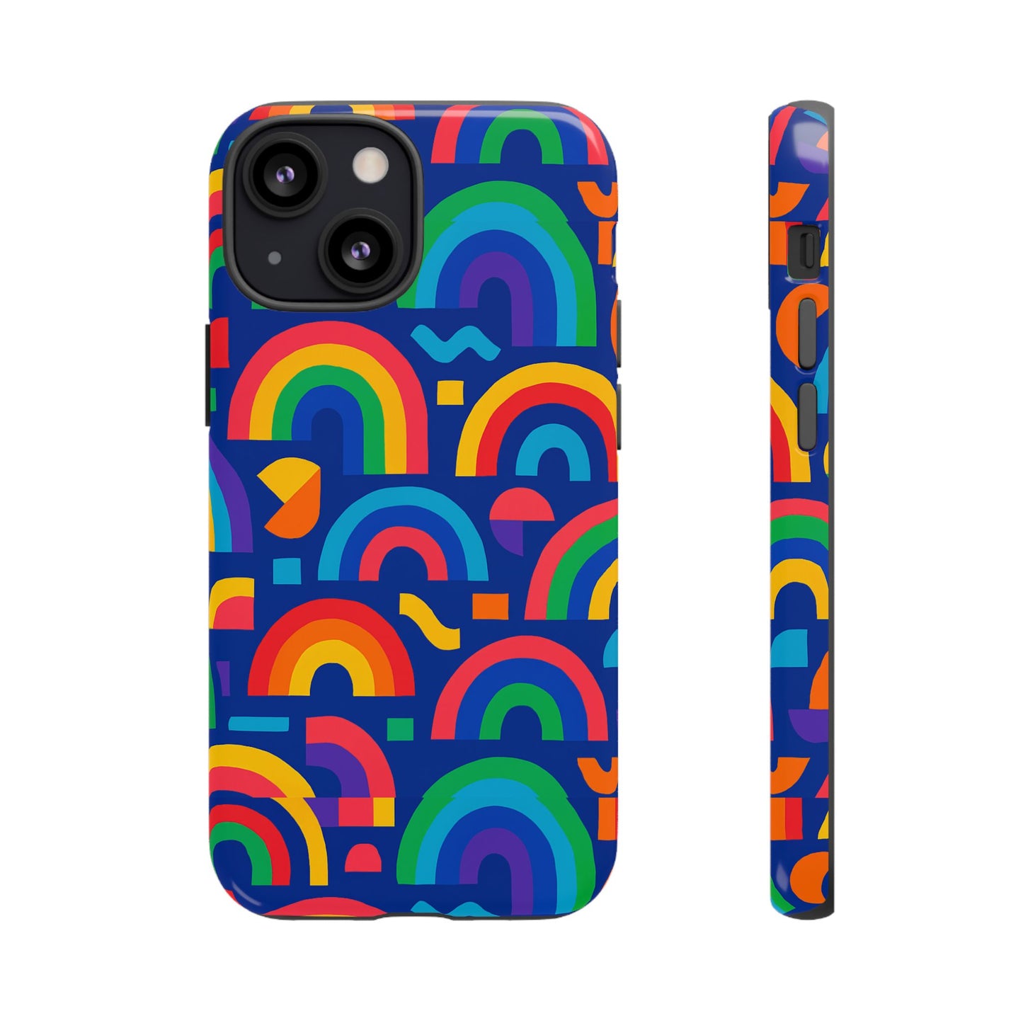 vibrant rainbow geometric 3d wrap protective phone case for stylish accessories compatible with iphone 13, 14, 15 & 16 – all models including pro, pro max & plus