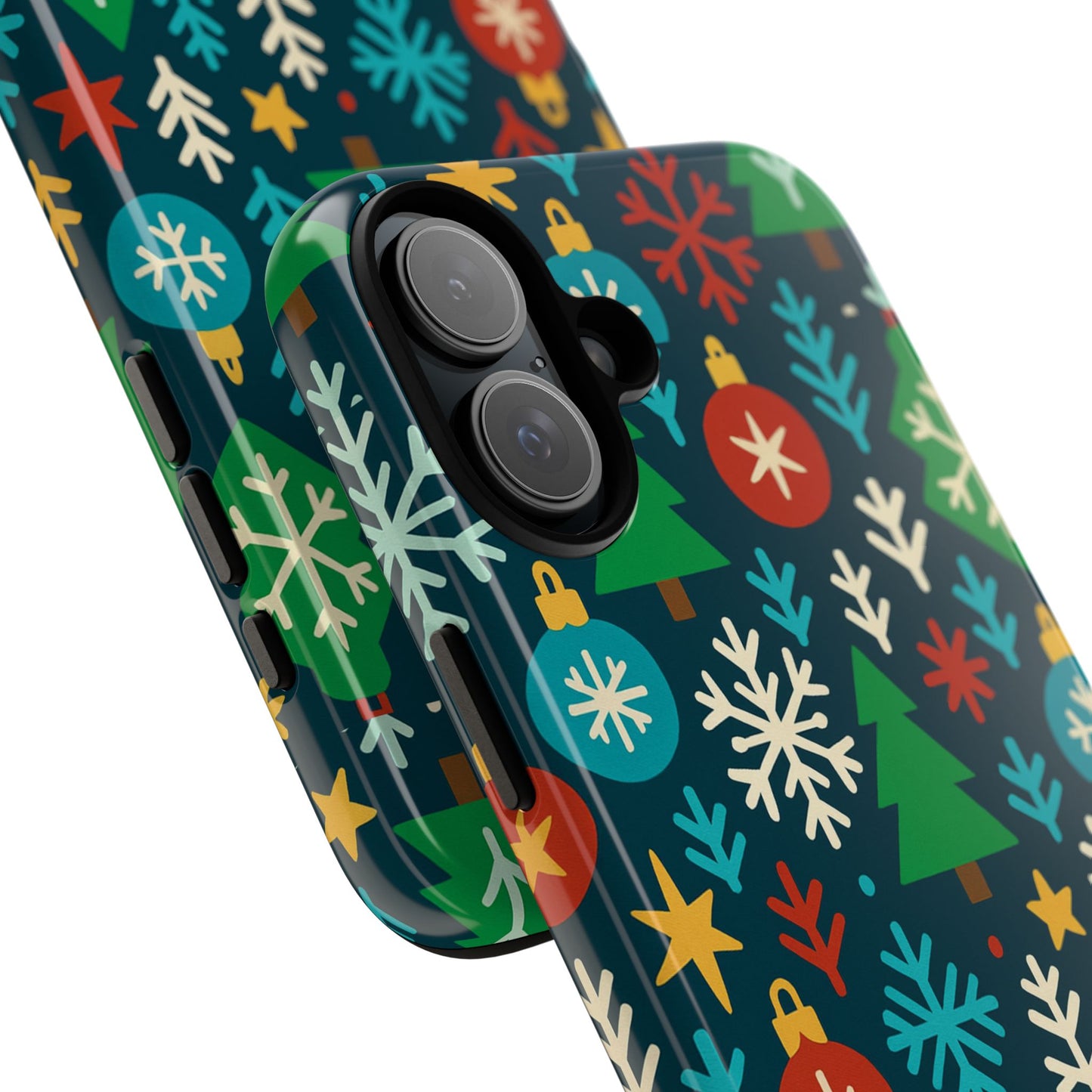 multicolour 3d wrap protective phone case with retro christmas design for stylish protection – compatible with iphone 13, 14, 15 & 16 – all models including pro, pro max & plus