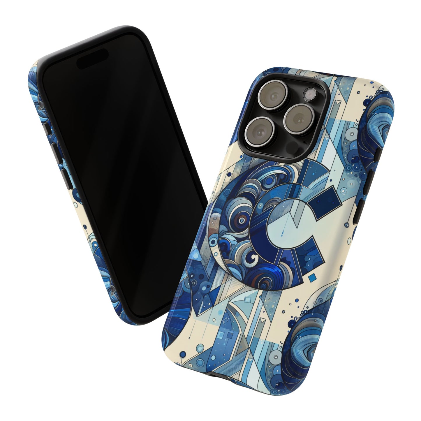 blue alphabet c phone case for smartphone protection with 3d wrap design, shock absorption, uv protection, durable silicone material, suitable for tech enthusiasts and individuality seekers