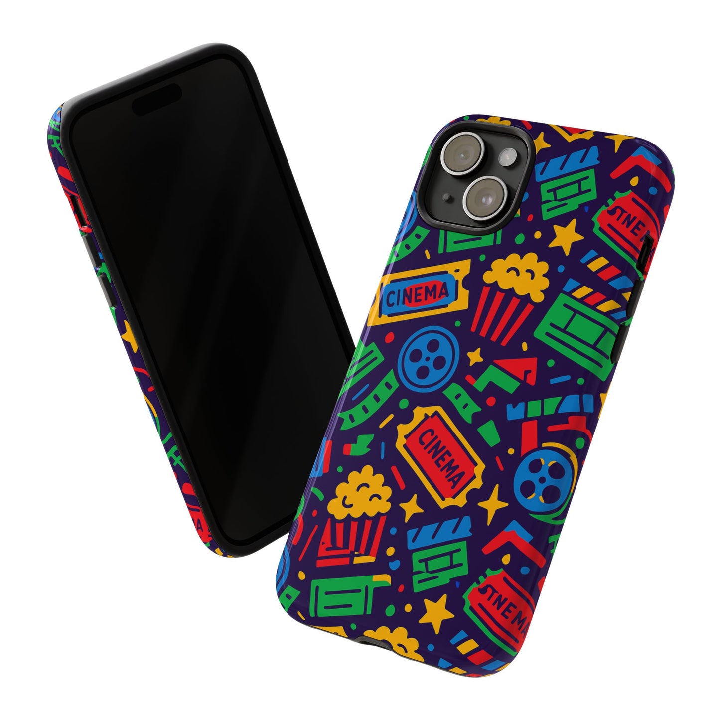 vibrant multicolour cinema-themed 3d wrap protective phone case for self-expression stylish protection compatible with iphone 13, 14, 15 & 16 – all models including pro, pro max & plus