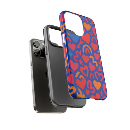 Vibrant Multicolour Heart Design Protective Phone Case Stylish Accessory for Self-Expression Compatible with iPhone 13, 14, 15 & 16 – all models including Pro, Pro Max & Plus