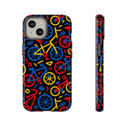 Multicolour 3D Bicycle Phone Case with Retro Design for Stylish Protection Compatible with iPhone 13, 14, 15 & 16 – all models including Pro, Pro Max & Plus