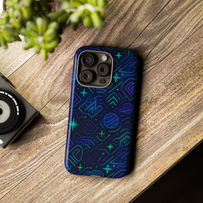 Vibrant Space Design Protective Phone Case in Blue and Green 3D Wrap for Stylish Protection Compatible with iPhone 13, 14, 15 & 16 – All Models Including Pro, Pro Max & Plus