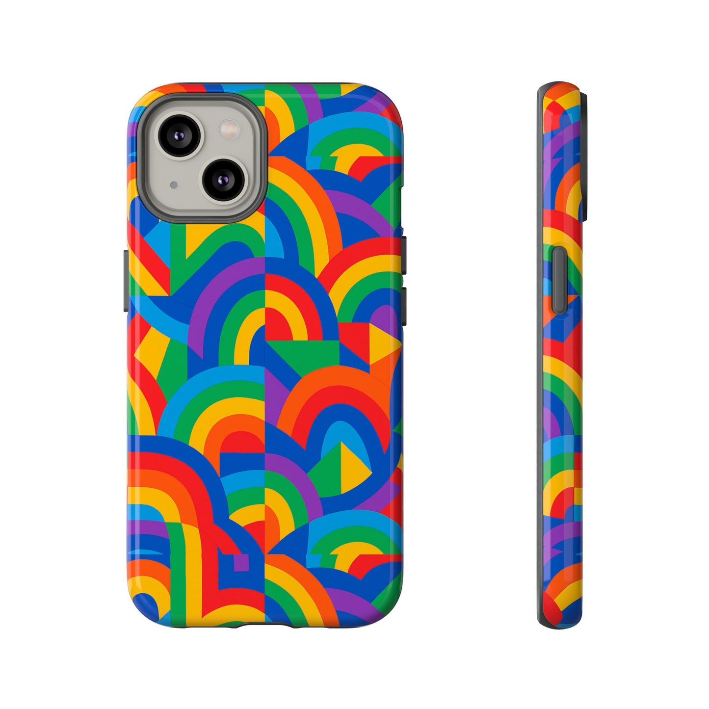 multicolour rainbow protective phone case with 3d design for stylish protection compatible with iphone 13, 14, 15 & 16 – all models including pro, pro max & plus