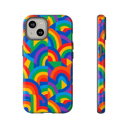Multicolour Rainbow Protective Phone Case with 3D Design for Stylish Protection Compatible with iPhone 13, 14, 15 & 16 – All Models Including Pro, Pro Max & Plus