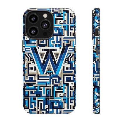 Letter Blue Alphabet W Phone Case for Smartphones Durable Shockproof Protective Cover with 3D Wrap Design for Anime and Comic Style Fans