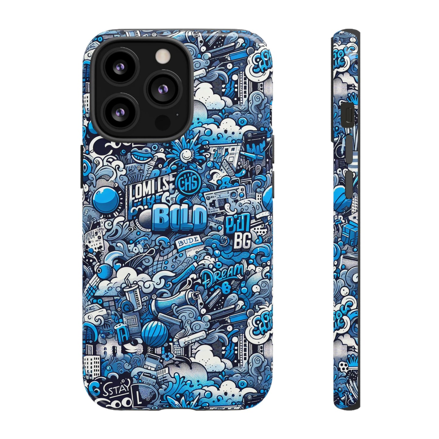 blue pattern image 5 phone case for smartphones retro anime comic style shock absorption durable tpu protective cover