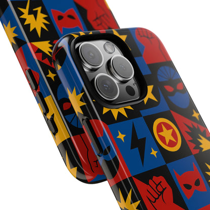 Vibrant Superhero Phone Case with Retro 3D Design for Stylish Protection Compatible with iPhone 13, 14, 15 & 16 – All Models Including Pro, Pro Max & Plus