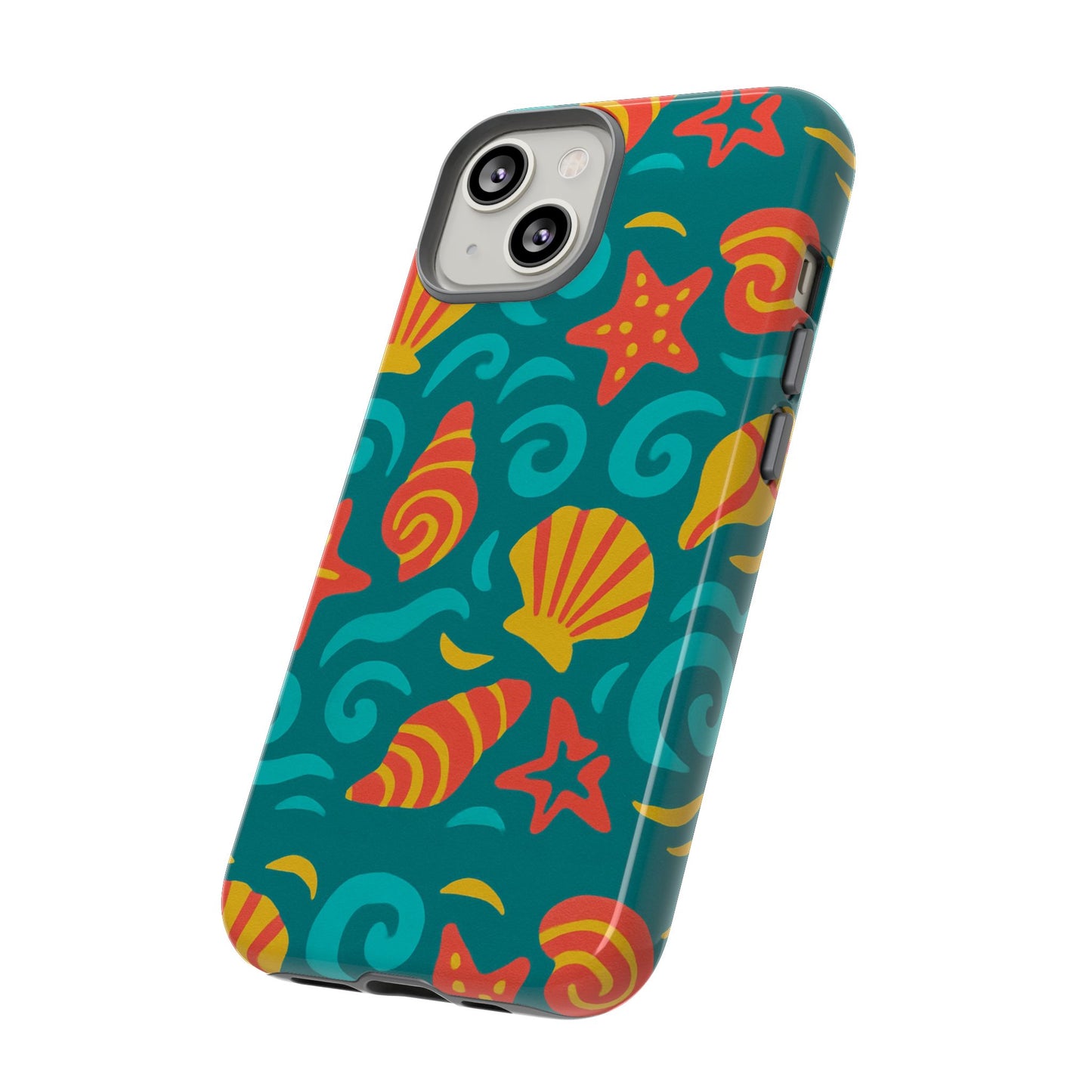 vibrant coastal shell pattern protective phone case for stylish self-expression compatible with iphone 13, 14, 15 & 16 – all models including pro, pro max & plus