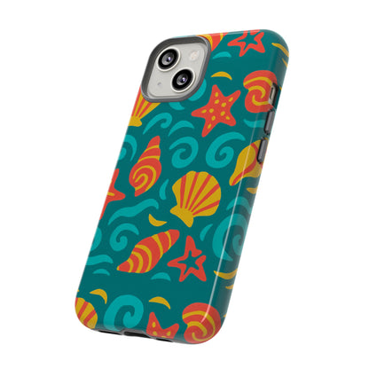 Vibrant Coastal Shell Pattern Protective Phone Case for Stylish Self-Expression Compatible with iPhone 13, 14, 15 & 16 – all models including Pro, Pro Max & Plus