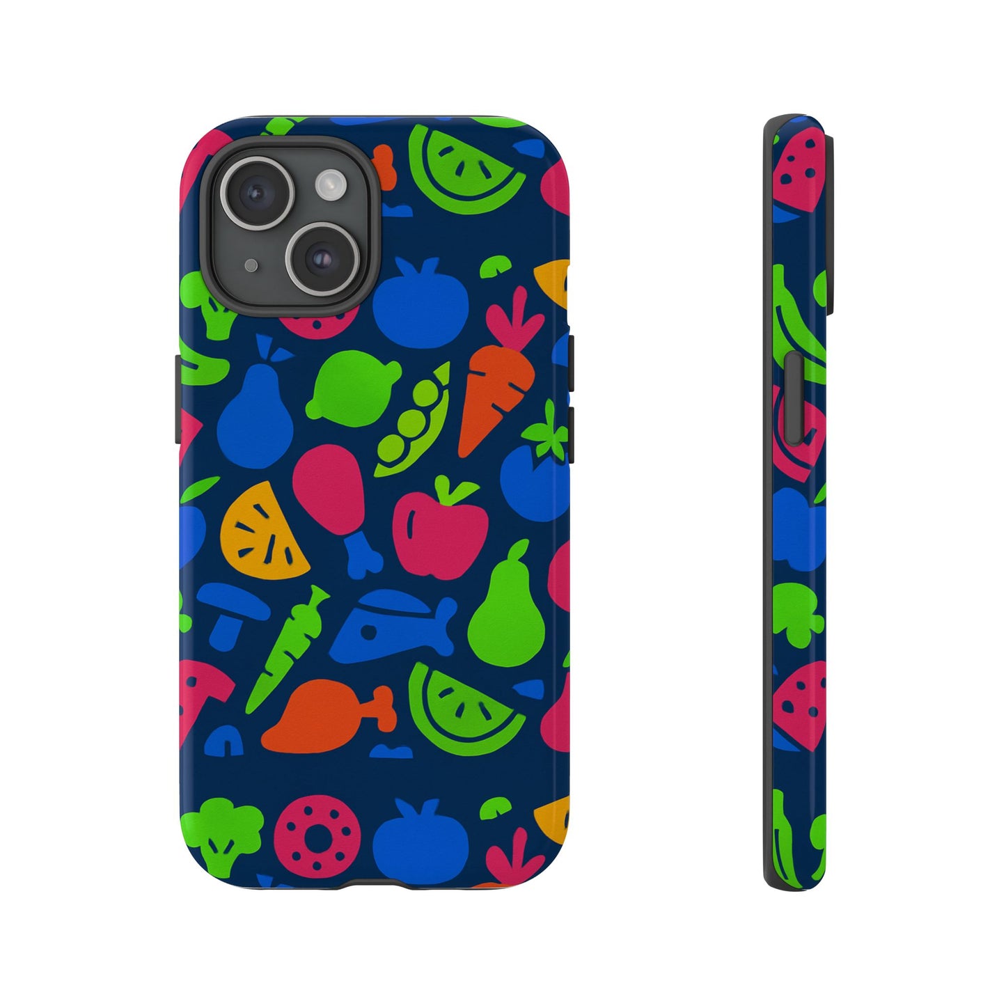 vibrant 3d fruit pattern protective phone case with glossy finish for stylish protection, compatible with iphone 13, 14, 15 & 16 – all models including pro, pro max & plus