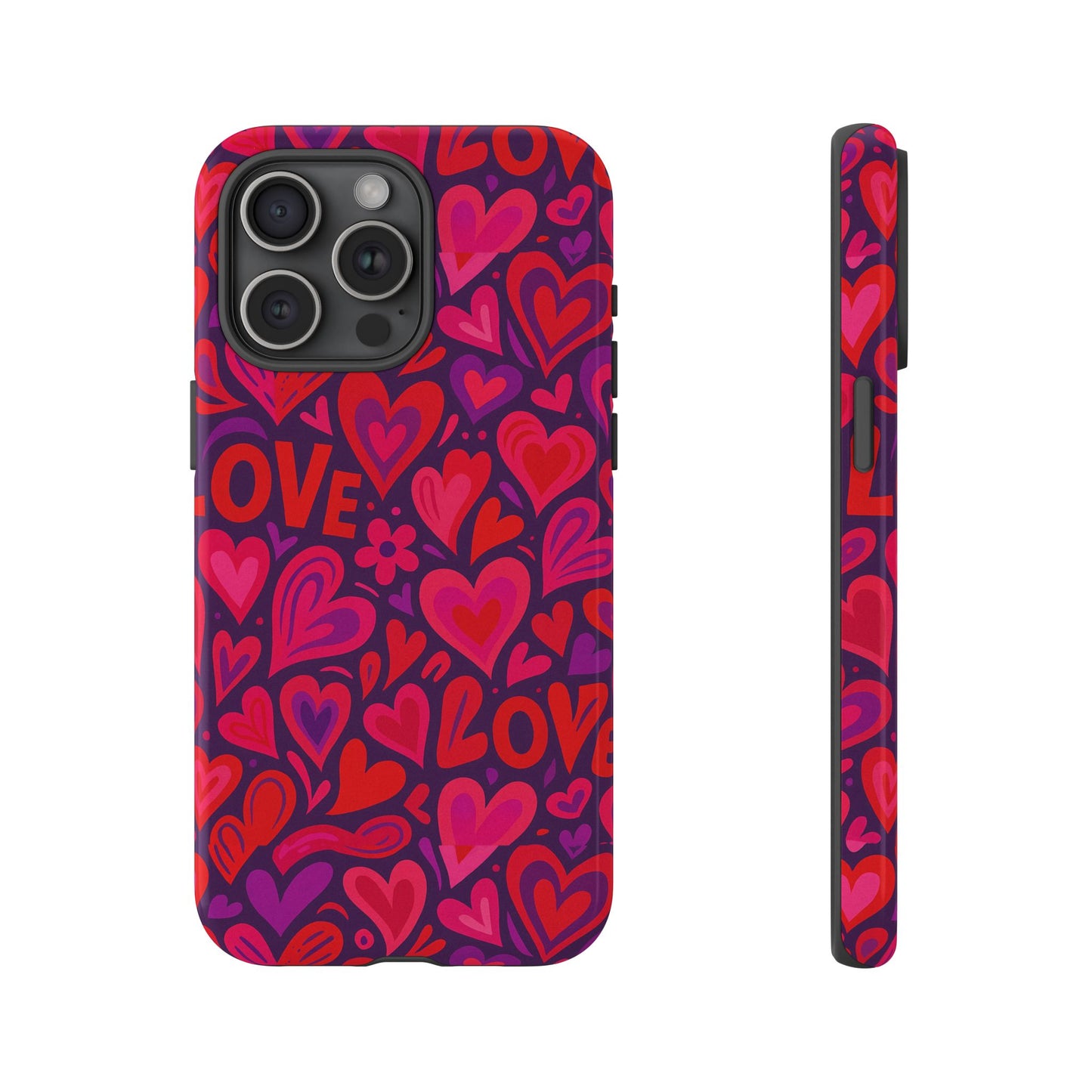 multicolour 3d heart pattern protective phone case for smartphones – vibrant design for stylish protection, compatible with iphone 13, 14, 15 & 16 – all models including pro, pro max & plus