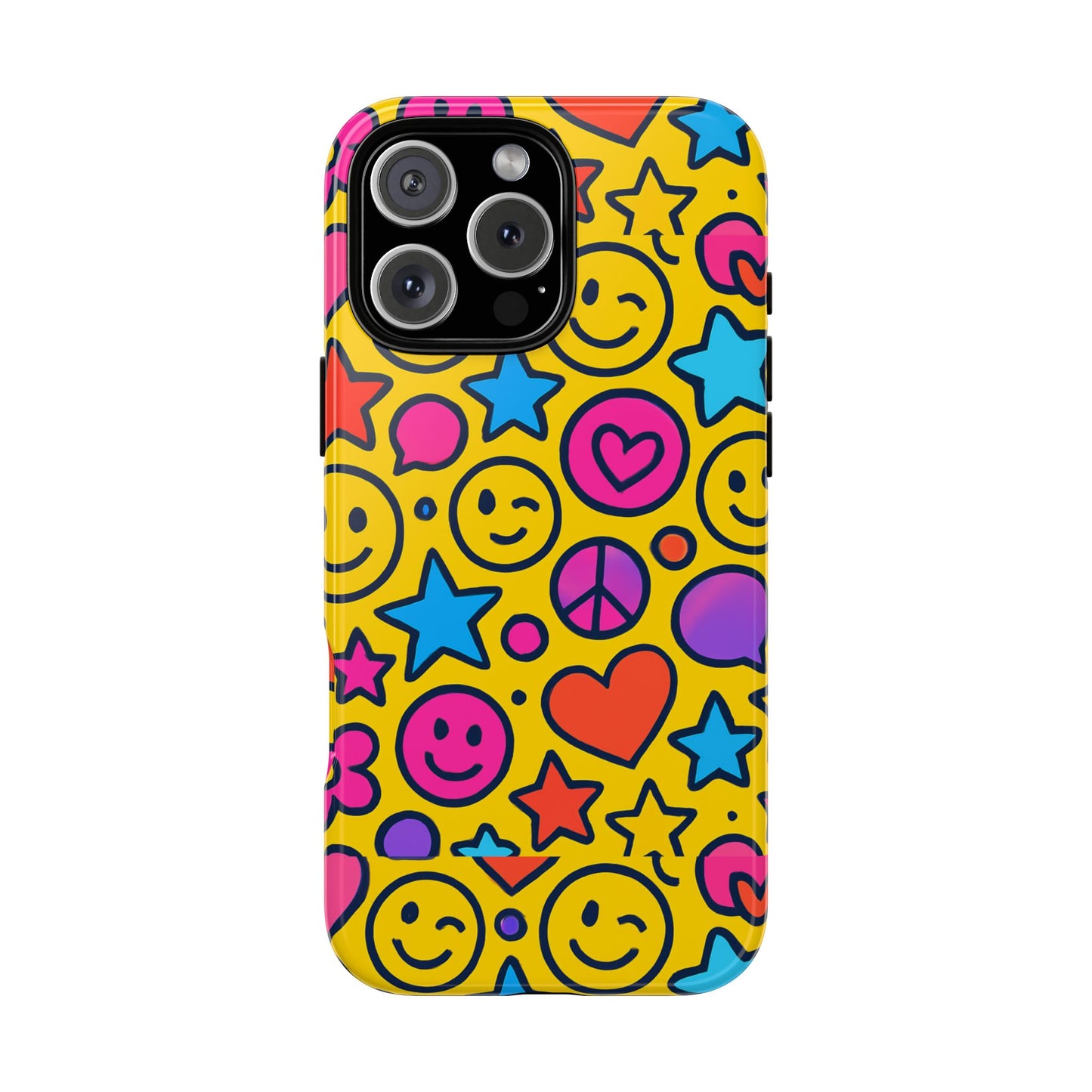 multicolour emoji protective phone case with 3d wrap design for stylish protection and individual expression compatible with iphone 13, 14, 15 & 16 – all models including pro, pro max & plus