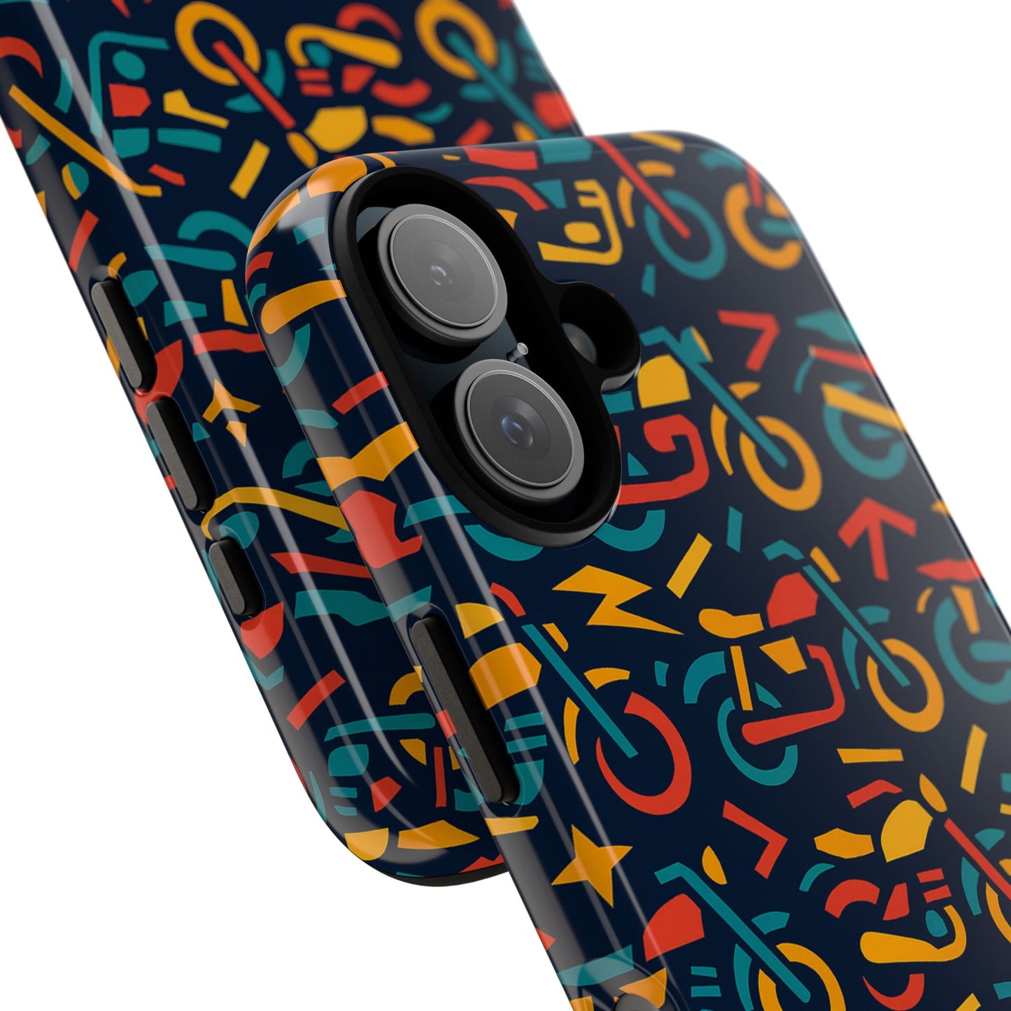 vibrant multicolour motorcycle design protective phone case for stylish protection – compatible with iphone 13, 14, 15 & 16 – all models including pro, pro max & plus