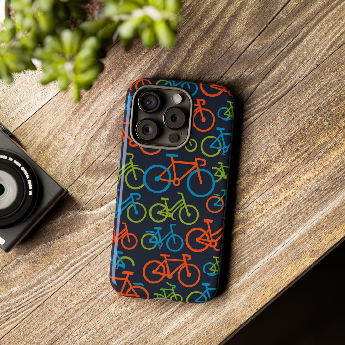 multicolour bicycle print protective phone case for smartphones – vibrant style and trendy accessory compatible with iphone 13, 14, 15 & 16 – all models including pro, pro max & plus
