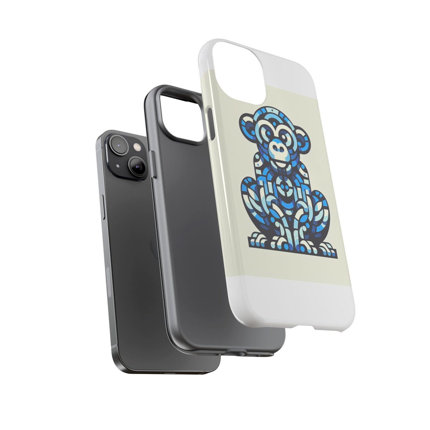 vibrant blue 3d wrap phone case with playful monkey design for creative individuals compatible with iphone 13, 14, 15 & 16 – all models including pro, pro max & plus