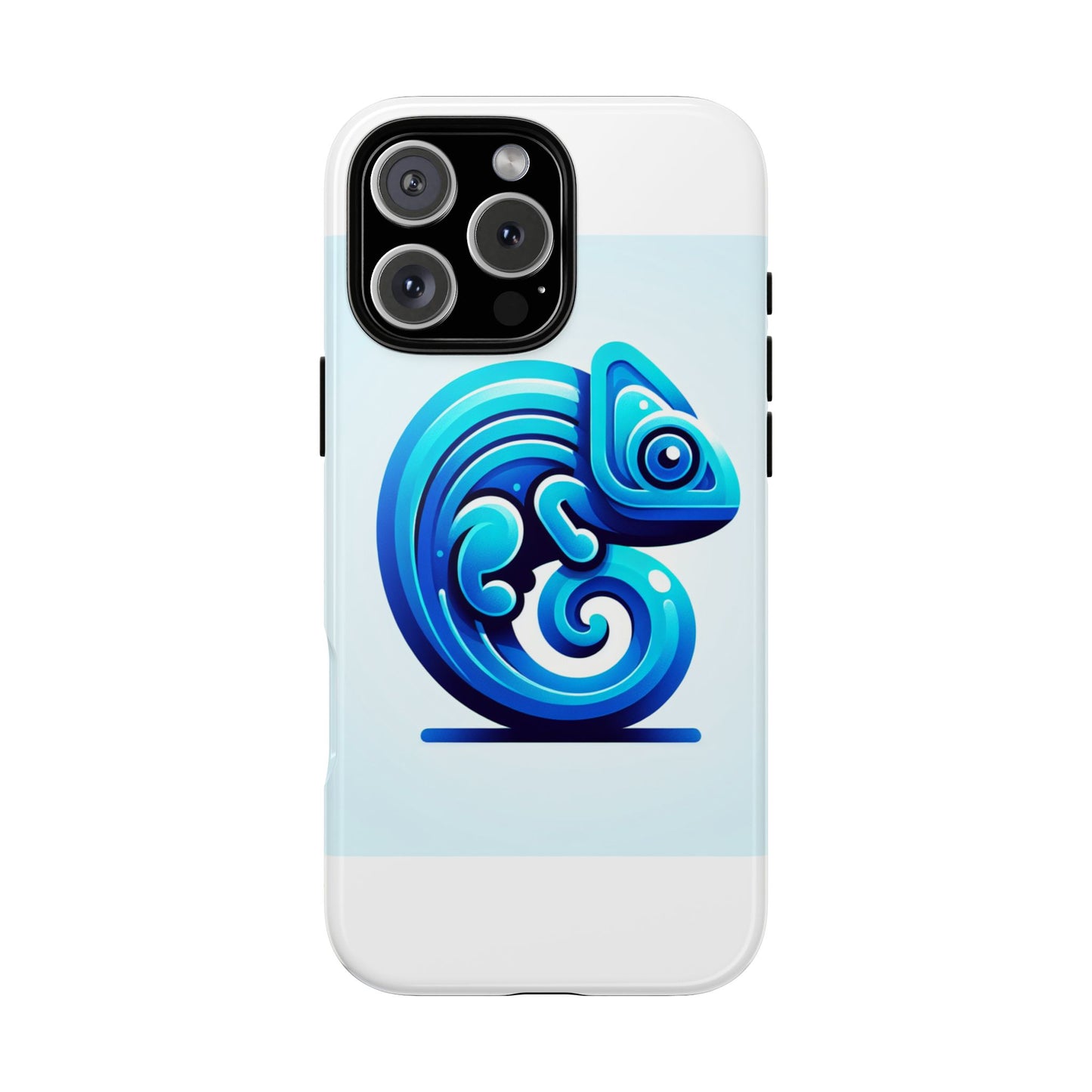 vibrant 3d chameleon phone case in blue retro design for stylish protection – compatible with iphone 13, 14, 15 & 16 – all models including pro, pro max & plus
