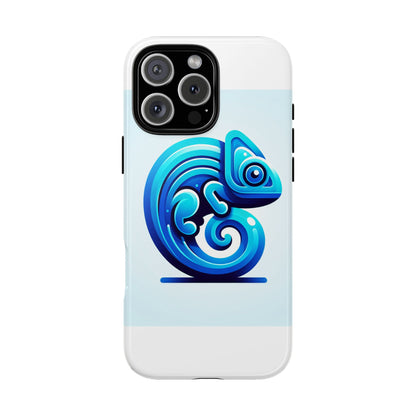 Vibrant 3D Chameleon Phone Case in Blue Retro Design for Stylish Protection – Compatible with iPhone 13, 14, 15 & 16 – all models including Pro, Pro Max & Plus