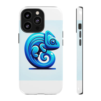 Vibrant 3D Chameleon Phone Case in Blue Retro Design for Stylish Protection – Compatible with iPhone 13, 14, 15 & 16 – all models including Pro, Pro Max & Plus